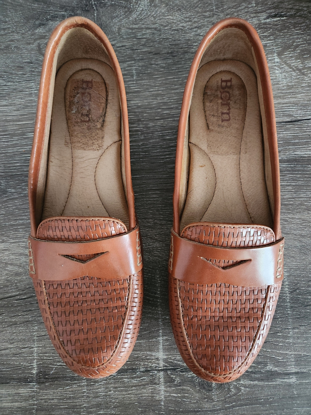 Born Women's Brown Woven Leather Moccasins